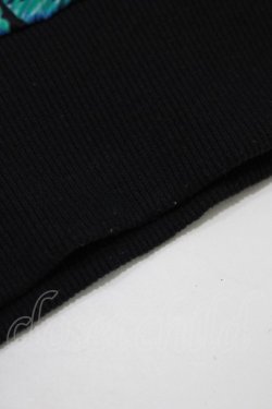 画像5: NieR Clothing / 総柄ZIP半袖パーカー  黒 H-25-09-01-043-PU-TO-KB-ZH
