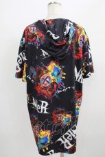 画像3: 【SALE】NieR CLOTHING / 総柄半袖プルパーカー  黒 H-25-09-01-044-PU-TO-KB-ZH (3)