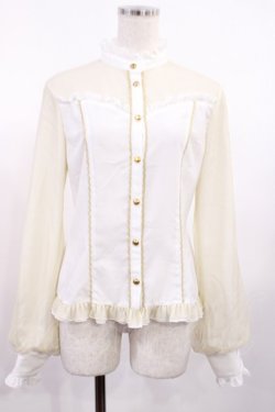 画像1: metamorphose / スタンドカラーチュールスリーブブラウス サイズ1 オフ H-25-09-01-1027-ME-BL-NS-ZH