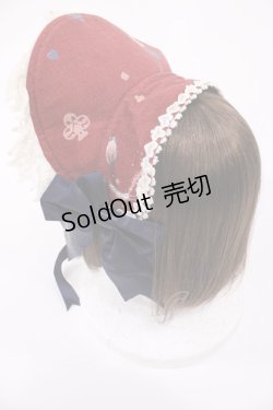 画像2: ALICE and the PIRATES / アリスのワンダーカーチェイス柄ボンネット  エンジ H-25-09-01-1036-PA-AC-NS-ZH