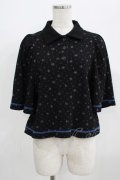 Candy Stripper / TINY FLOWERS WAFFLE POLOトップス  ブラック H-25-09-01-049-PU-TO-KB-ZH
