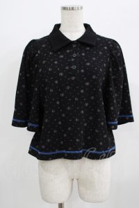 Candy Stripper / TINY FLOWERS WAFFLE POLOトップス  ブラック H-25-09-01-049-PU-TO-KB-ZT491