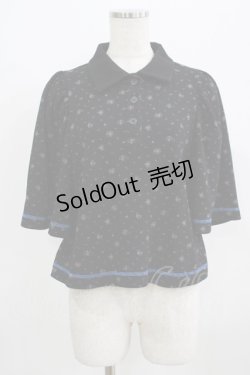 画像1: 【SALE】Candy Stripper / TINY FLOWERS WAFFLE POLOトップス  ブラック H-25-09-01-049-PU-TO-KB-ZT491