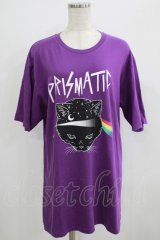 LISTEN FLAVOR / プリズムキャットBIG Tシャツ  パープル H-25-09-01-052-PU-TO-KB-ZT494