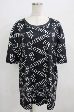 画像1: NieR Clothing / ロゴ総柄カットソー  黒×白 H-25-09-01-061-PU-TS-KB-ZH