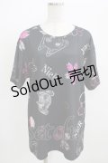 NieR Clothing / プリント半袖CUTSEW  黒 H-25-09-01-062-PU-TO-KB-ZH