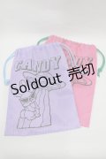 Candy Stripper / 巾着ポーチ  ピンク・パープル H-25-09-01-068-PU-ZA-KB-ZH