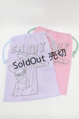 Candy Stripper / 巾着ポーチ  ピンク・パープル H-25-09-01-068-PU-ZA-KB-ZH