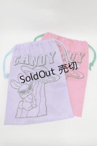 Candy Stripper / 巾着ポーチ  ピンク・パープル H-25-09-01-068-PU-ZA-KB-ZH