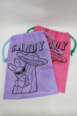 画像1: Candy Stripper / 巾着ポーチ  ピンク・パープル H-25-09-01-068-PU-ZA-KB-ZH