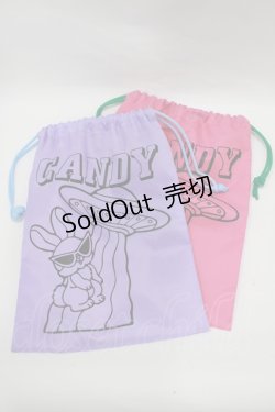 画像1: Candy Stripper / 巾着ポーチ  ピンク・パープル H-25-09-01-068-PU-ZA-KB-ZH