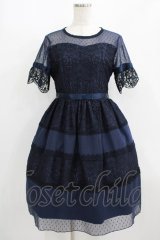 elements,H / マスケラレースチュールドレス  ネイビー H-25-09-01-008-PU-OP-KB-ZH