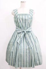 Jane Marple / レジメンタルストライプのドレス M ミント H-25-09-01-009-JM-OP-KB-ZH