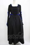 画像1: Moi-meme-Moitie / 別珍リボンロングワンピース  黒×青 H-25-09-01-002-MO-OP-KB-ZH (1)
