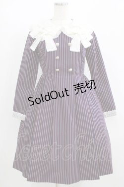 画像1: 白鳥舎 / 白襟ワンピース  ネイビーストライプ H-25-09-01-010-LO-OP-KB-ZH