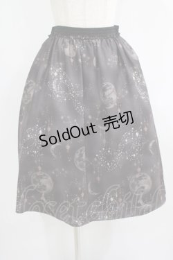 画像1: elements,H / moon printスカート  ブラック H-25-09-01-013-PU-SK-KB-ZH