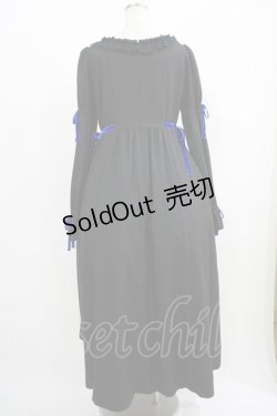 画像3: Moi-meme-Moitie / 別珍リボンロングワンピース  黒×青 H-25-09-01-002-MO-OP-KB-ZH