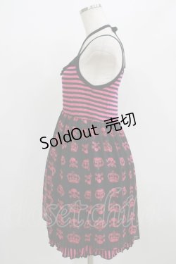 画像2: ALGONQUINS / ボーダー切替キャミワンピース  黒×ピンク H-25-09-01-023-AL-OP-KB-ZH
