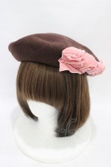 Emily Temple cute / パール＆ベルベットリボン付ベレー  茶 H-25-09-02-1005-ET-AC-KB-ZH