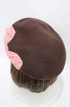 画像2: Emily Temple cute / パール＆ベルベットリボン付ベレー  茶 H-25-09-02-1005-ET-AC-KB-ZH (2)