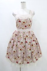 abilletage / シュガーカップ柄ジャンパースカート  ピンク H-25-09-02-1044-GO-OP-KB-ZH