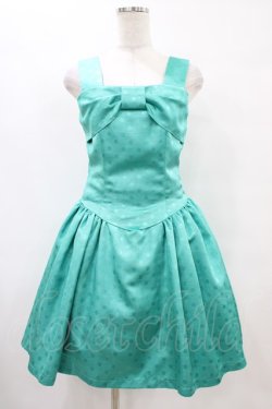 画像1: pays des fees  / ドットジャガードリボンワンピース 9号 ターコイズ H-25-09-02-1050-PU-OP-KB-ZH