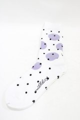 MILKBOY / ポルカドットSOCKS  ホワイト×ラベンダーグレー×ブラ H-25-09-02-1011-MB-ZA-KB-ZH