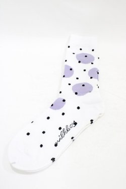画像1: MILKBOY / ポルカドットSOCKS  ホワイト×ラベンダーグレー×ブラ H-25-09-02-1011-MB-ZA-KB-ZH