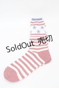 Candy Stripper / STAR LOGO SOX  オフ×赤×青 H-25-09-02-1012-PU-ZA-KB-ZH