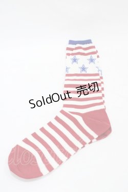 画像1: Candy Stripper / STAR LOGO SOX  オフ×赤×青 H-25-09-02-1012-PU-ZA-KB-ZH