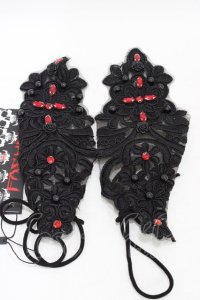 DEVIL FASHION / Gothic flower shaped sleeves with diamonds  ブラック H-25-09-02-1027-0-ZA-KB-ZH