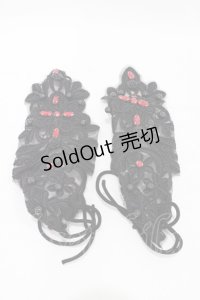 DEVIL FASHION / Gothic flower shaped sleeves with diamonds  ブラック H-25-09-02-1028-0-ZA-KB-ZH