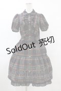 JESUS DIAMANTE / チェックティアードワンピース 40 ブラック/グリーン H-25-09-03-1030-JE-OP-NS-ZH