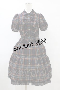 画像1: JESUS DIAMANTE / チェックティアードワンピース 40 ブラック/グリーン H-25-09-03-1030-JE-OP-NS-ZH