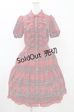 画像1: JESUS DIAMANTE / チェックティアードワンピース 40 レッド H-25-09-03-1031-JE-OP-NS-ZH