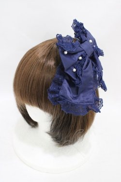 画像1: Angelic Pretty / エレガントパールリボンバレッタ  ネイビー H-25-09-03-1006-AP-AC-NS-ZH