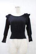 evelyn / フリルニットトップス Free ブラック H-25-09-03-1051-LO-TO-NS-ZH