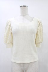evelyn / レース切替ニットトップス Free アイボリー H-25-09-03-1057-LO-TO-NS-ZH
