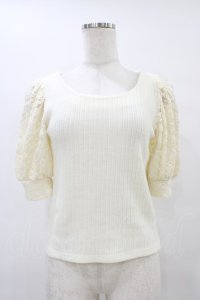 evelyn / レース切替ニットトップス Free アイボリー H-25-09-03-1057-LO-TO-NS-ZH