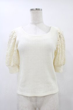 画像1: evelyn / レース切替ニットトップス Free アイボリー H-25-09-03-1057-LO-TO-NS-ZH