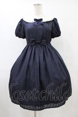 画像1: Innocent World / オーガンジー衿のワンピース M ネイビー H-25-09-03-1024-IW-OP-NS-ZH
