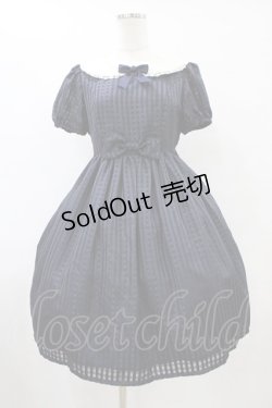 画像1: Innocent World / オーガンジー衿のワンピース M ネイビー H-25-09-03-1024-IW-OP-NS-ZH