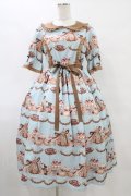 axes femme kawaii / お菓子の家柄ワンピース M サックス H-25-09-03-1029-AX-BL-NS-ZH