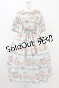 axes femme kawaii / お菓子の家柄ワンピース M サックス H-25-09-03-1029-AX-BL-NS-ZH