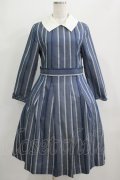 Jane Marple / Ribbon stripe jacquardのパブリックドレス  ブルーグレー H-25-09-04-001-JM-OP-KB-ZH