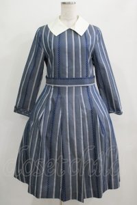 Jane Marple / Ribbon stripe jacquardのパブリックドレス  ブルーグレー H-25-09-04-001-JM-OP-KB-ZH
