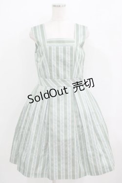 画像1: Jane Marple / レジメンタルストライプジャンパースカート  サックスミント H-25-09-04-026-JM-OP-KB-ZH