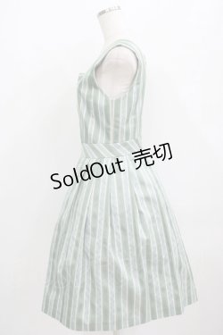 画像2: Jane Marple / レジメンタルストライプジャンパースカート  サックスミント H-25-09-04-026-JM-OP-KB-ZH