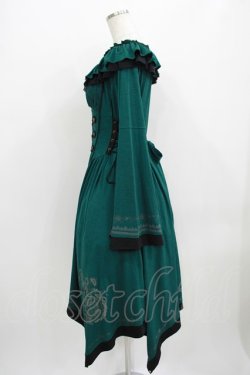 画像2: Ozz oneste / 薔薇刺繍ナポレオンZIPワンピース  グリーン H-25-09-04-027-OO-OP-KB-ZH