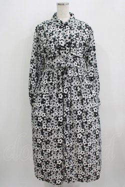 画像1: merry jenny / 2トーンフラワーシャツワンピース  ブラック H-25-09-04-028-LO-OP-KB-ZH